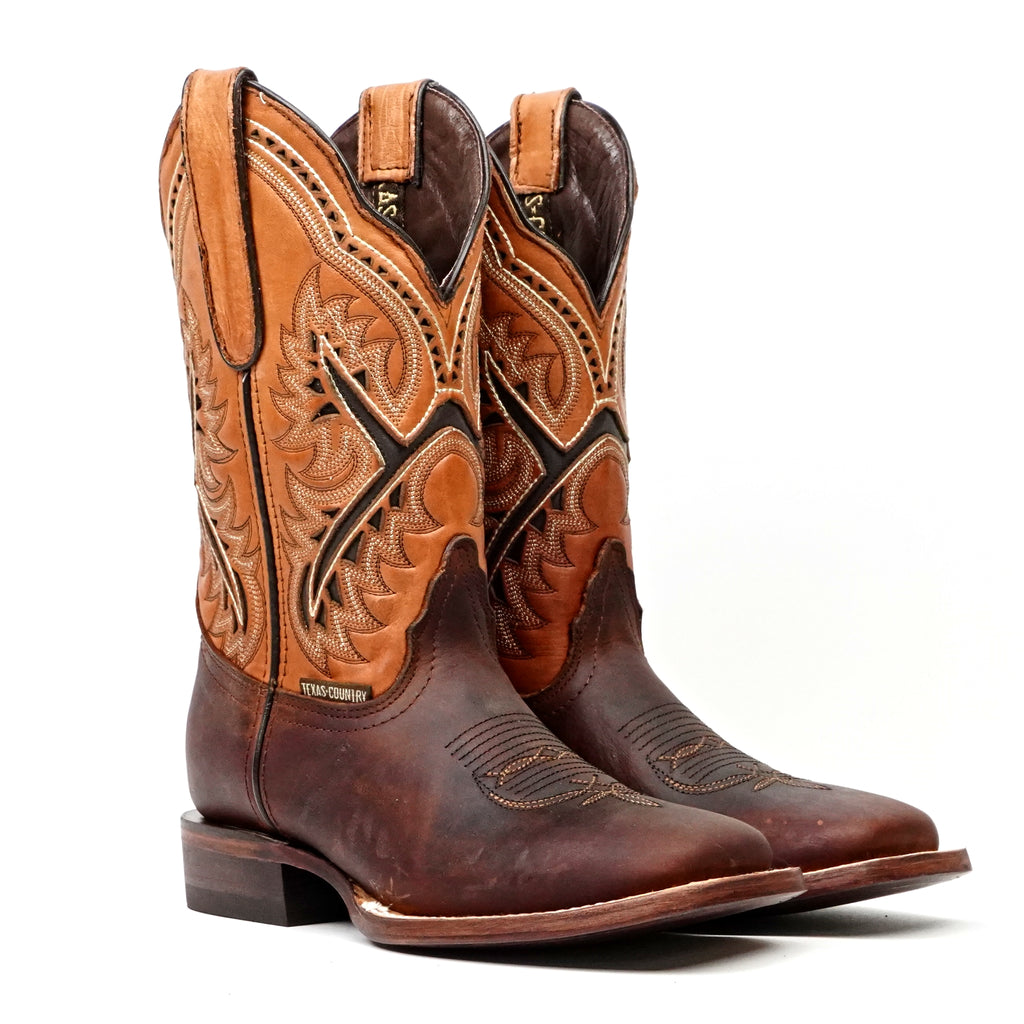 Botas de vaquero cuadradas Azkar Moka para jóvenes (E29)