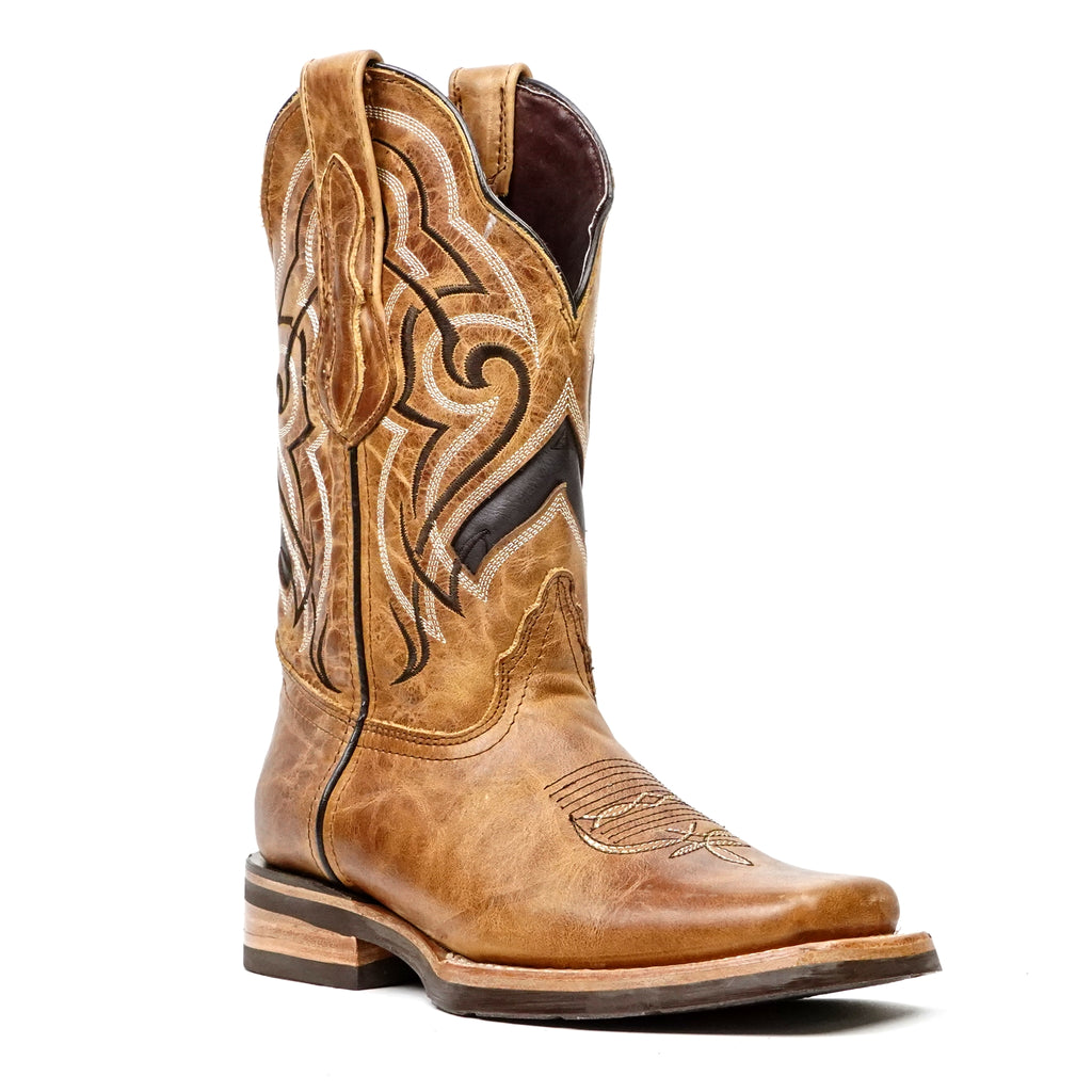 Wild Mustard Leather Boots - Sip-Resistant Sole - Rodeo Toe (E470)