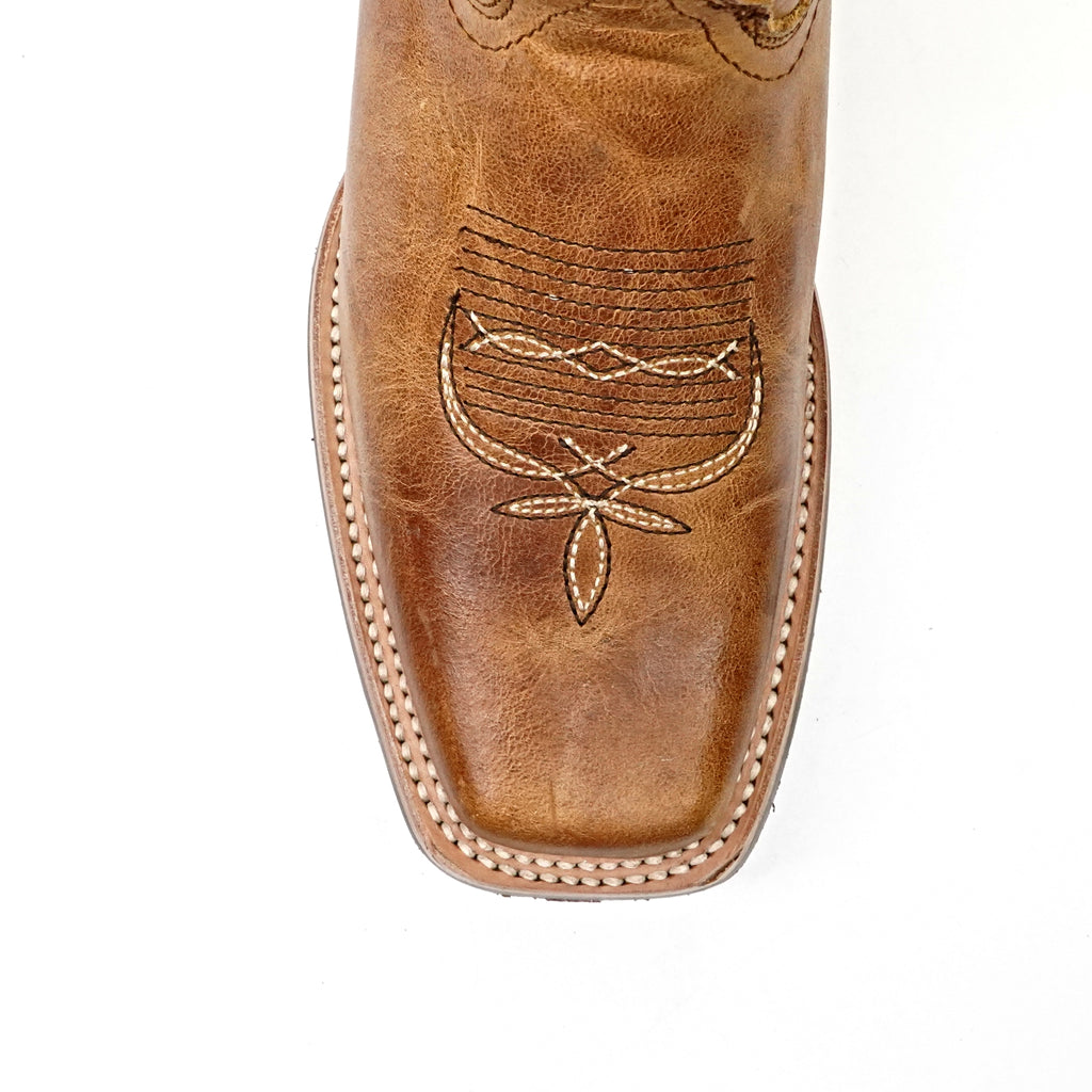Wild Mustard Leather Boots - Sip-Resistant Sole - Rodeo Toe (E470)