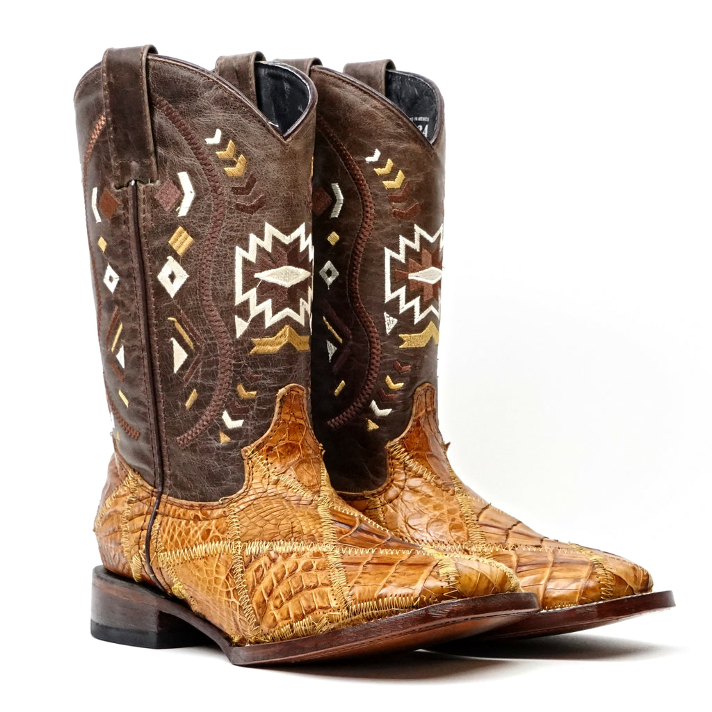 Orix Alligator Patchwork Boots (Youth) - Square Toe (R003)