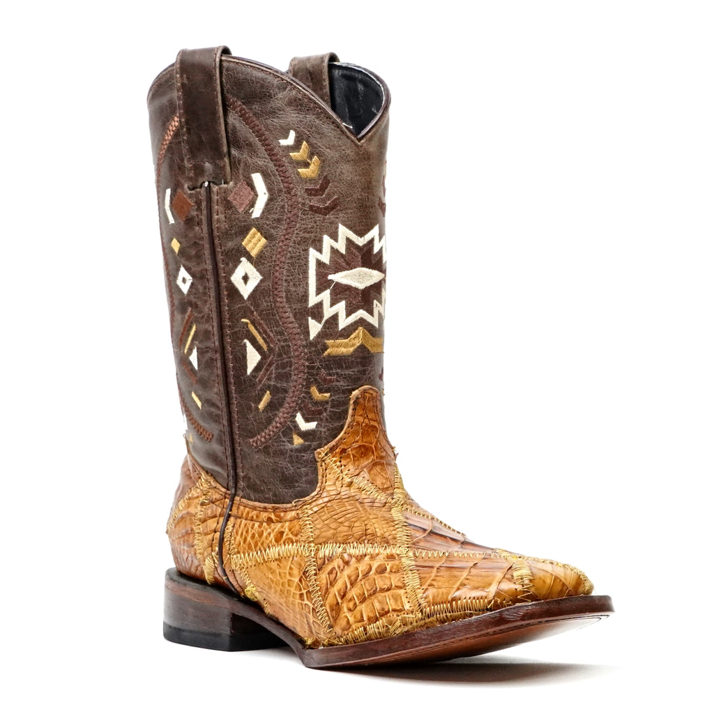 Orix Alligator Patchwork Boots (Youth) - Square Toe (R003)