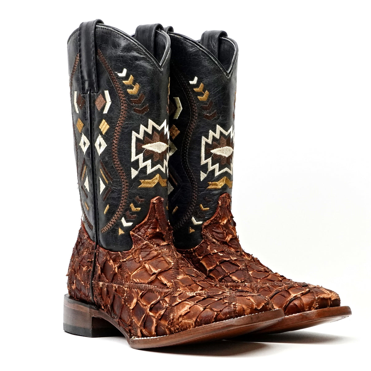 Shedron Pirarucu Fish Patchwork Boots (Youth) - Square Toe (R003)
