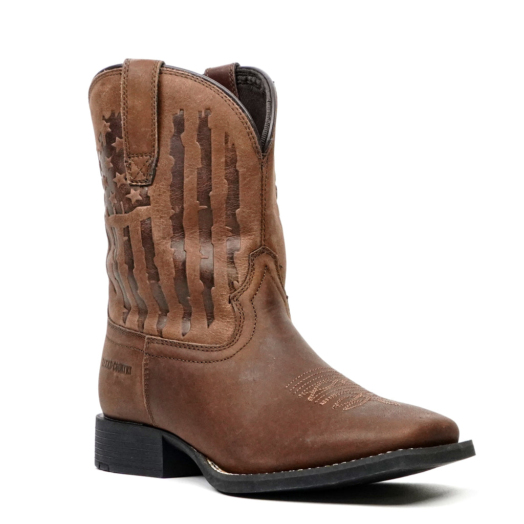 Kids Choco Leather Boots - Slip-Resistant Sole - Square Toe (TCK005)