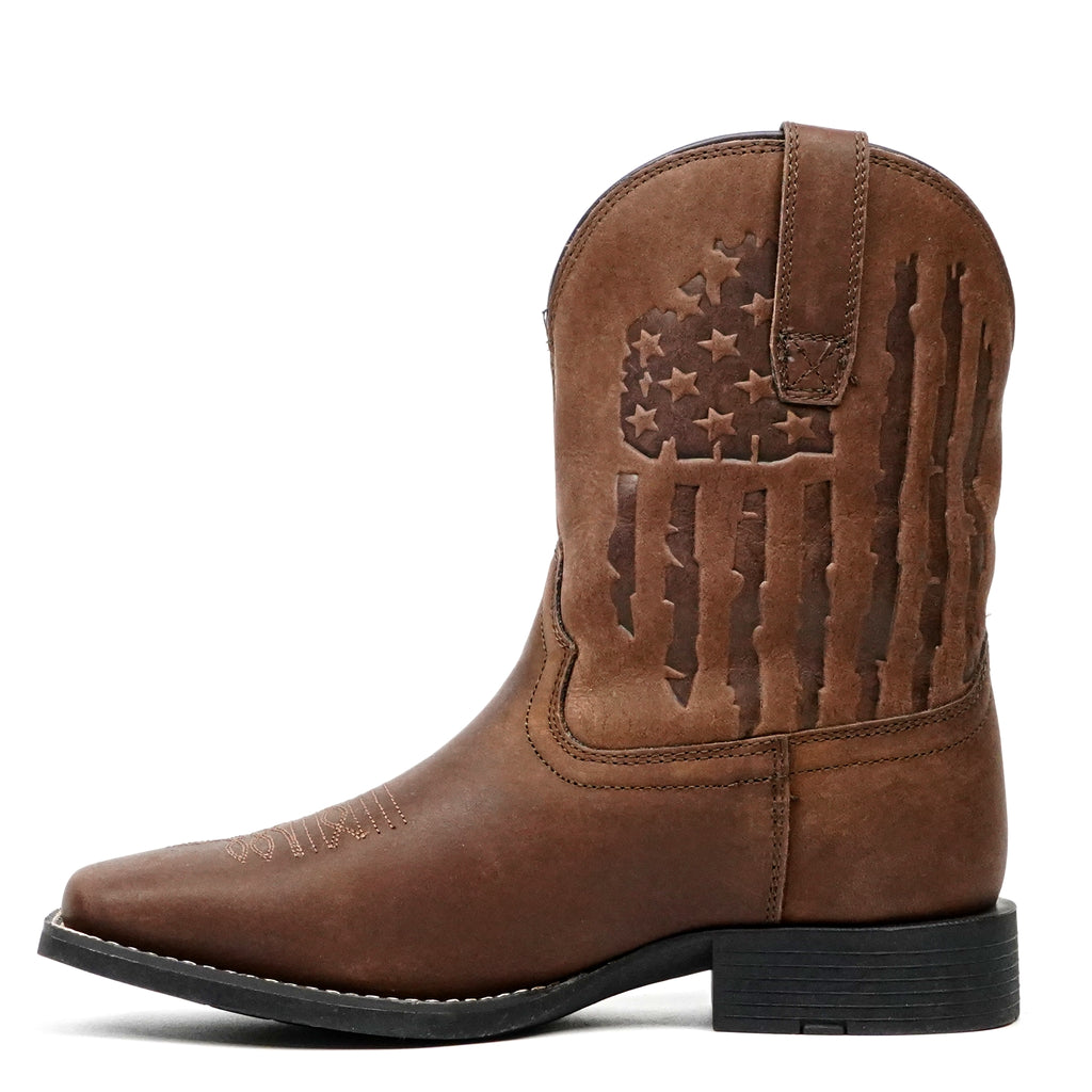 Kids Choco Leather Boots - Slip-Resistant Sole - Square Toe (TCK005)