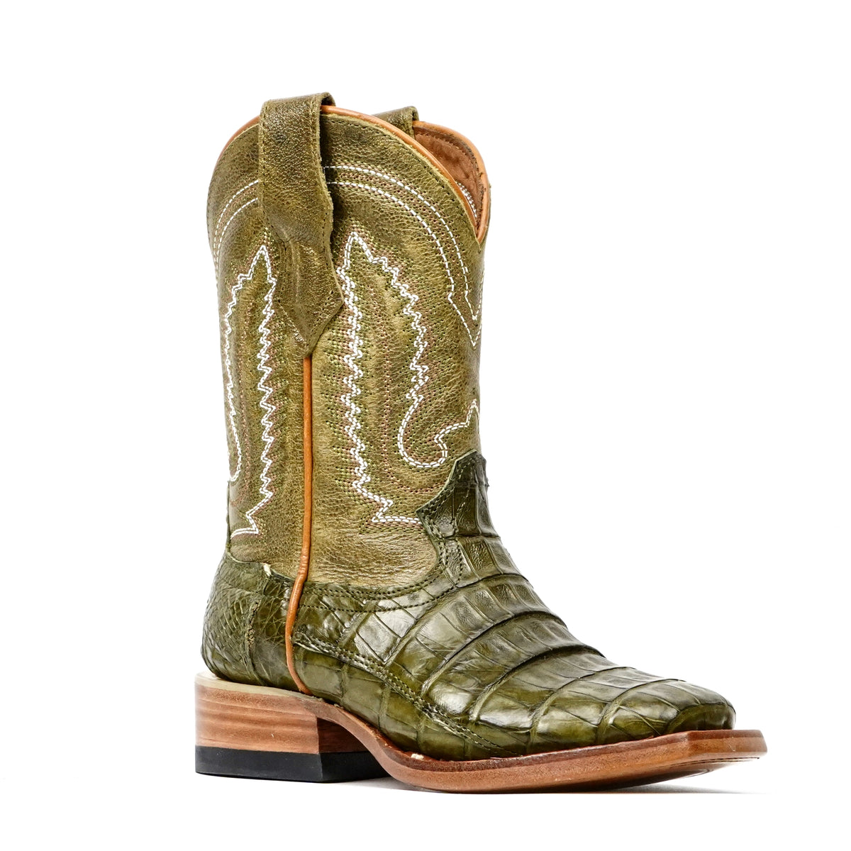 Kids Caiman Belly Agave Boots - Square Toe