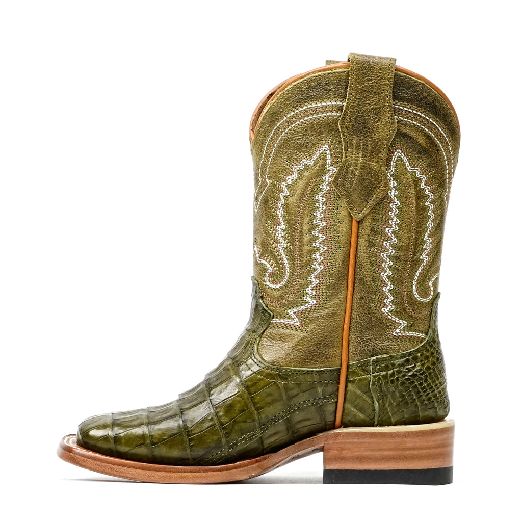 Kids Caiman Belly Agave Boots - Square Toe