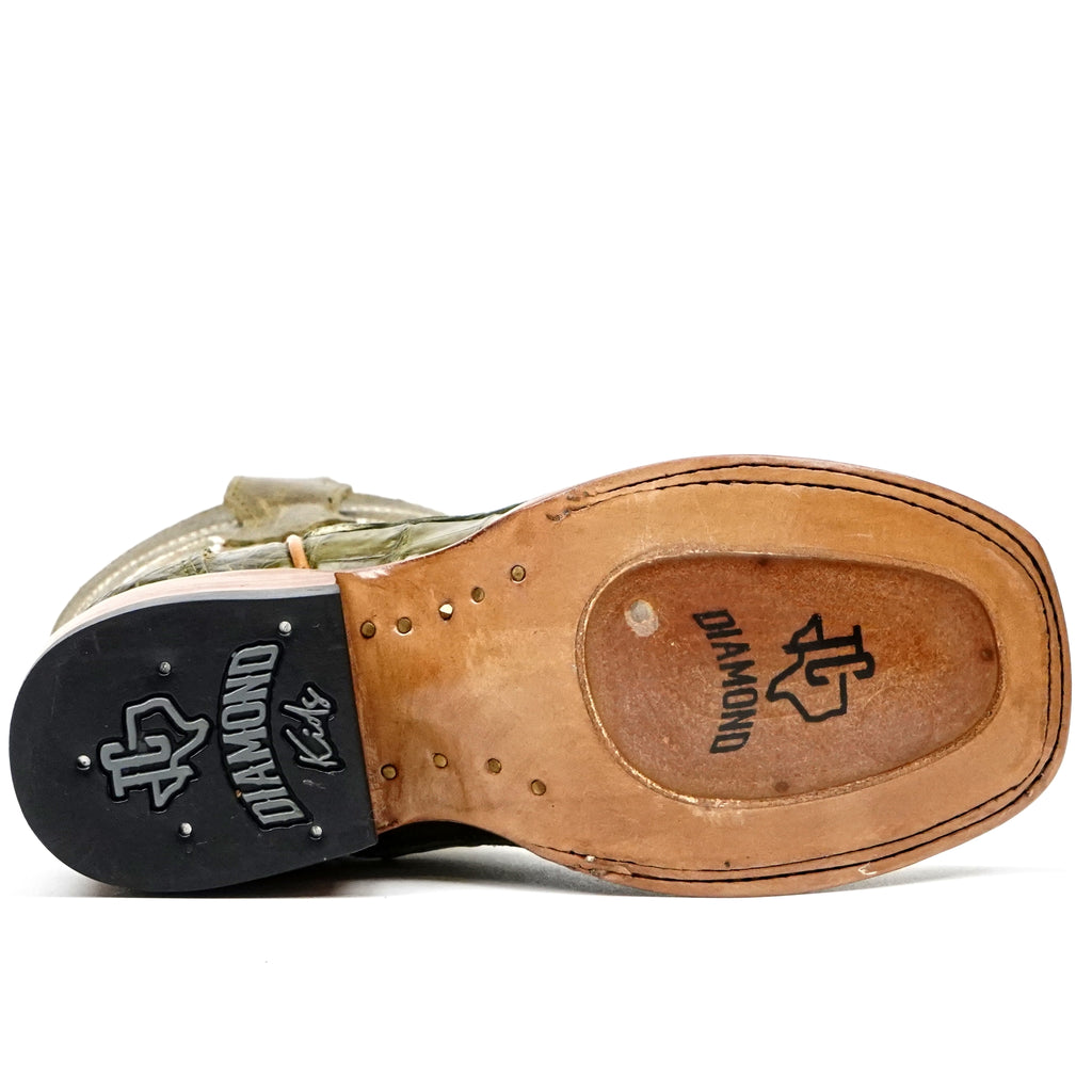 Kids Caiman Belly Agave Boots - Square Toe