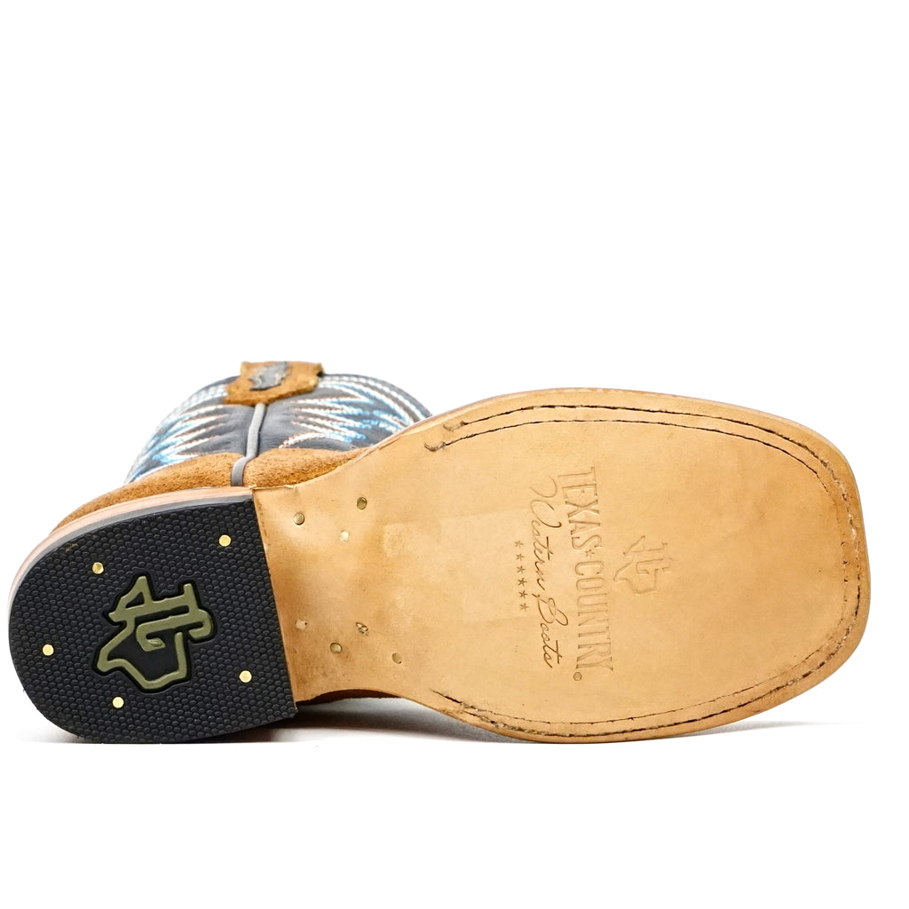 Kids Almond Roughout Boots - Square Toe (E3002)