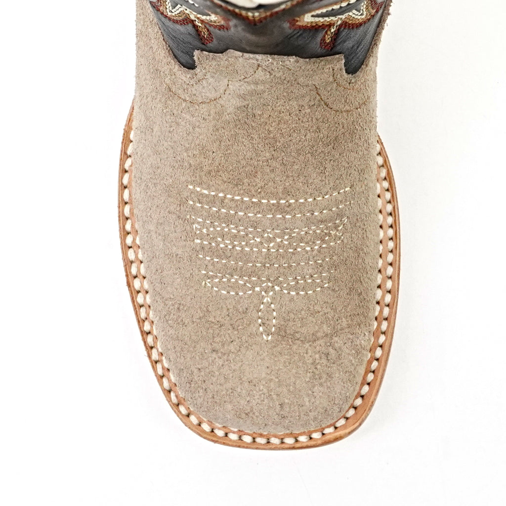 Kids Khaki Roughout Boots - Square Toe (E3002)