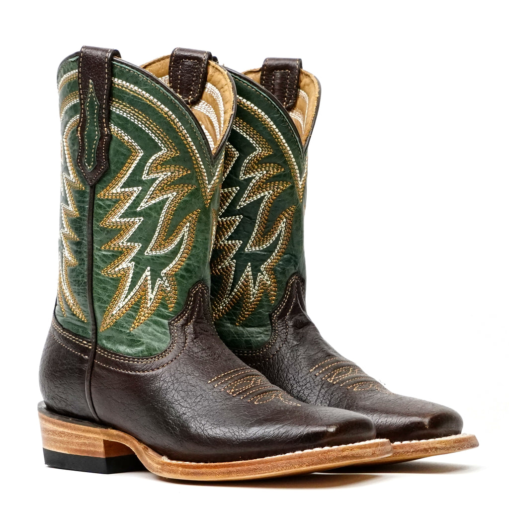 Kids Shrunken Choco Leather Boots - Square Toe (E3002)
