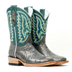 Kids Ostrich Boots - Gray - Square Toe (K-AV20)