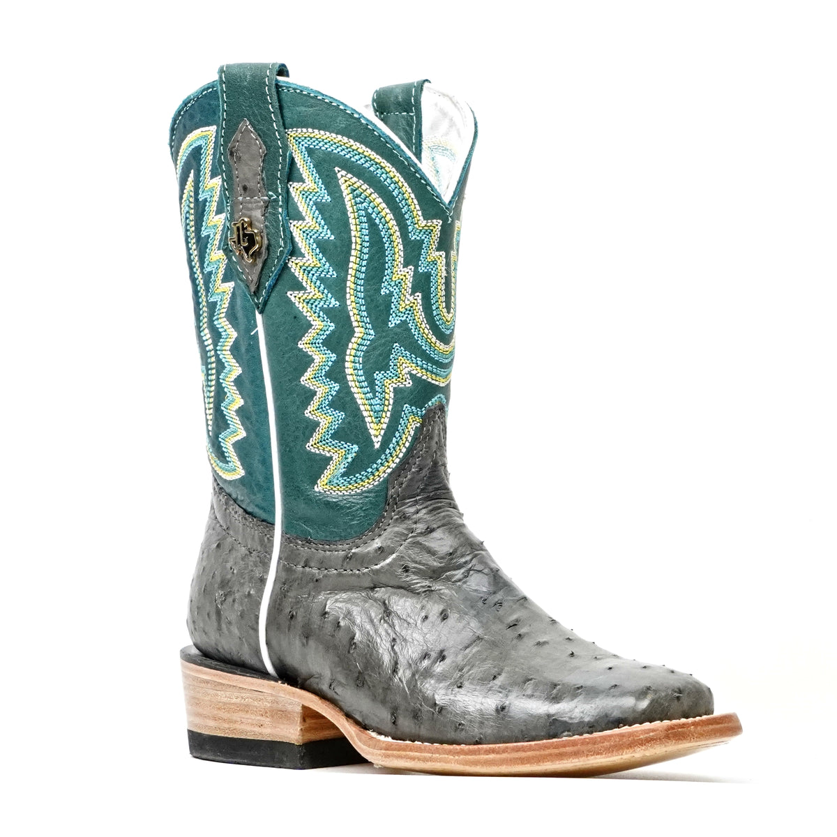 Kids Ostrich Boots - Gray - Square Toe (K-AV20)