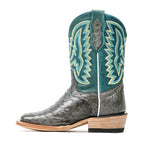 Kids Ostrich Boots - Gray - Square Toe (K-AV20)