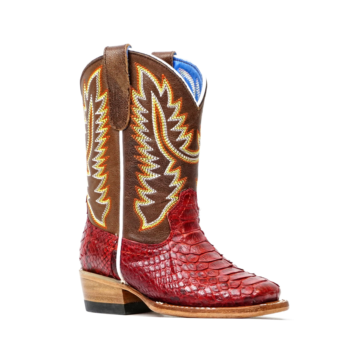 Kids Python Boots - Red - Square Toe