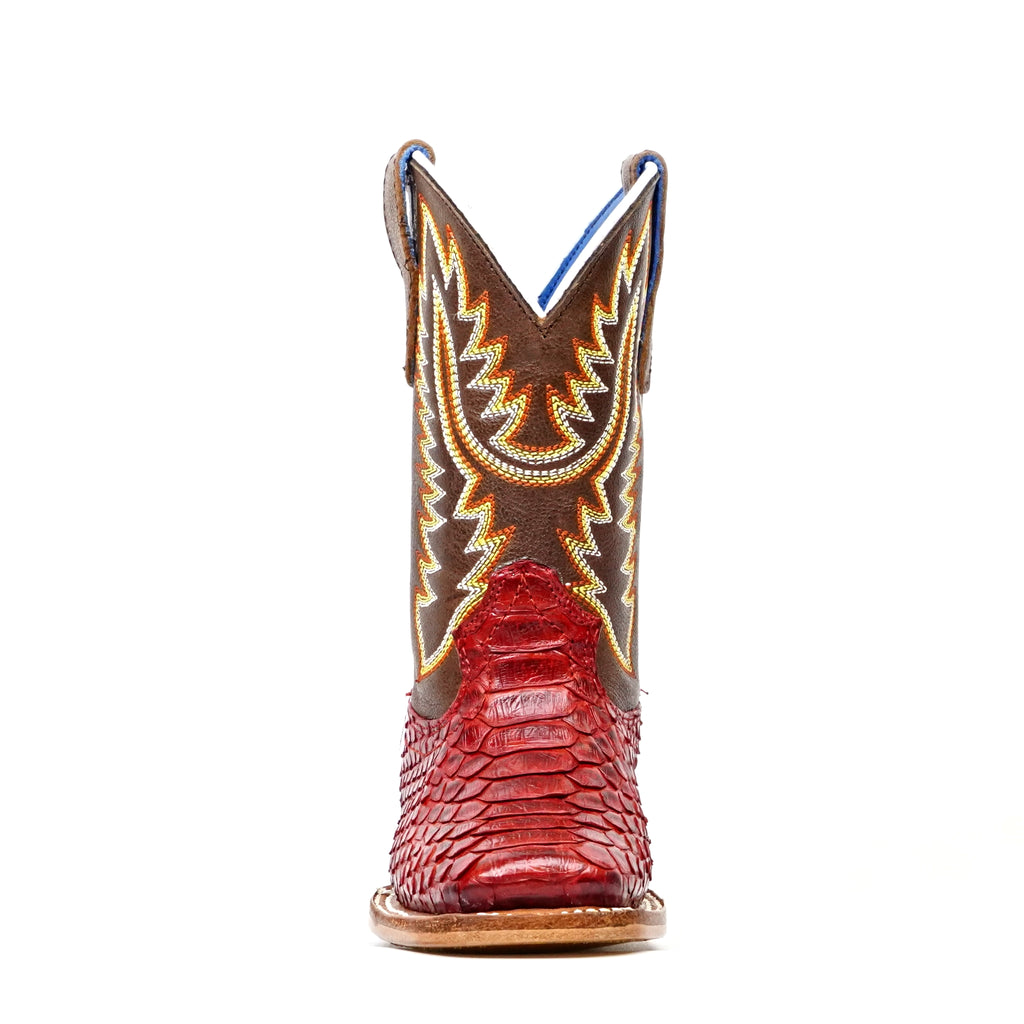Kids Python Boots - Red - Square Toe
