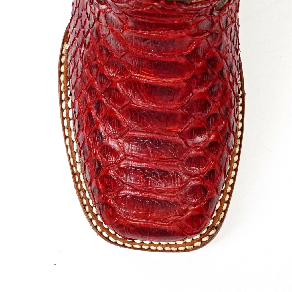 Kids Python Boots - Red - Square Toe