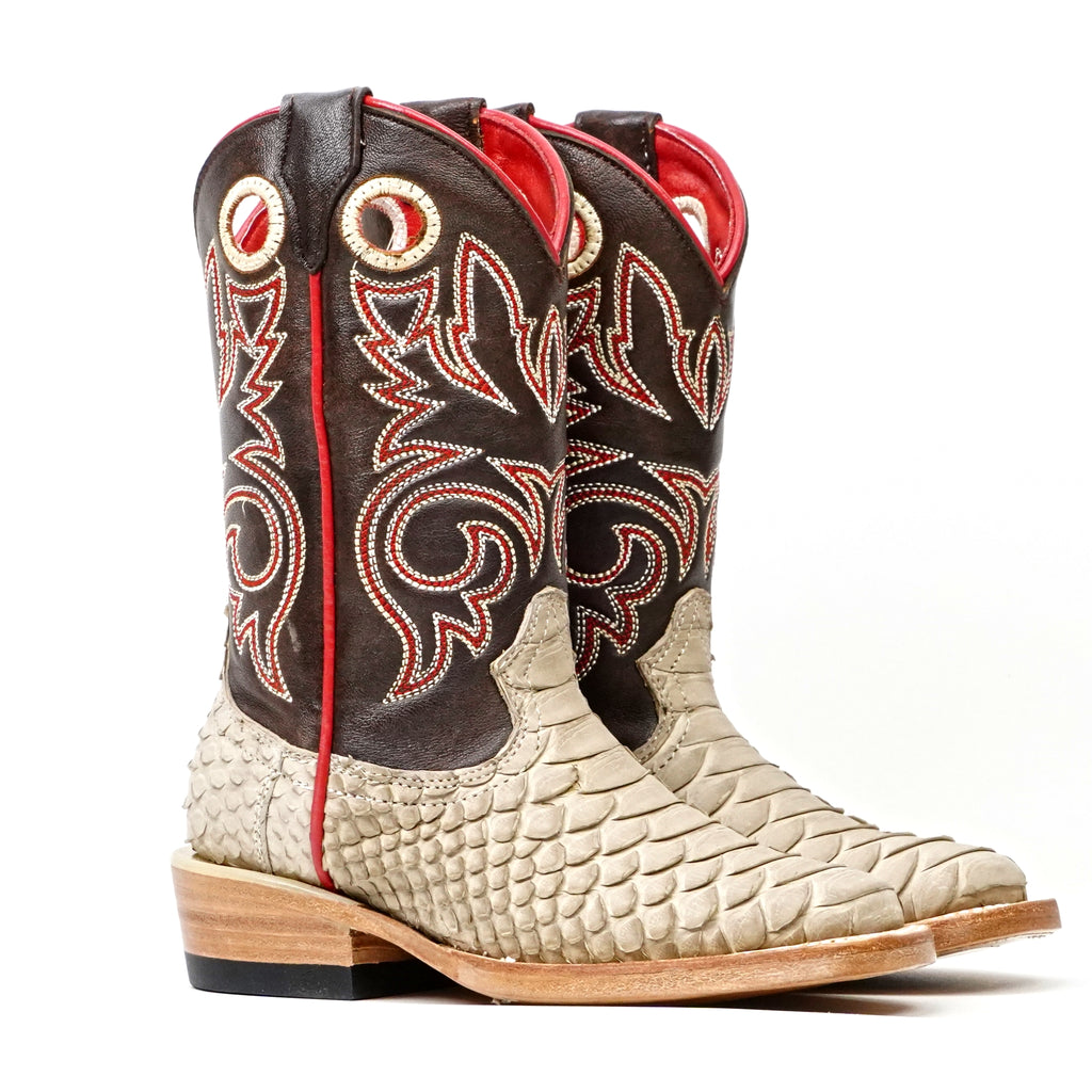 Kids Python Boots - Cappuccino - Square Toe