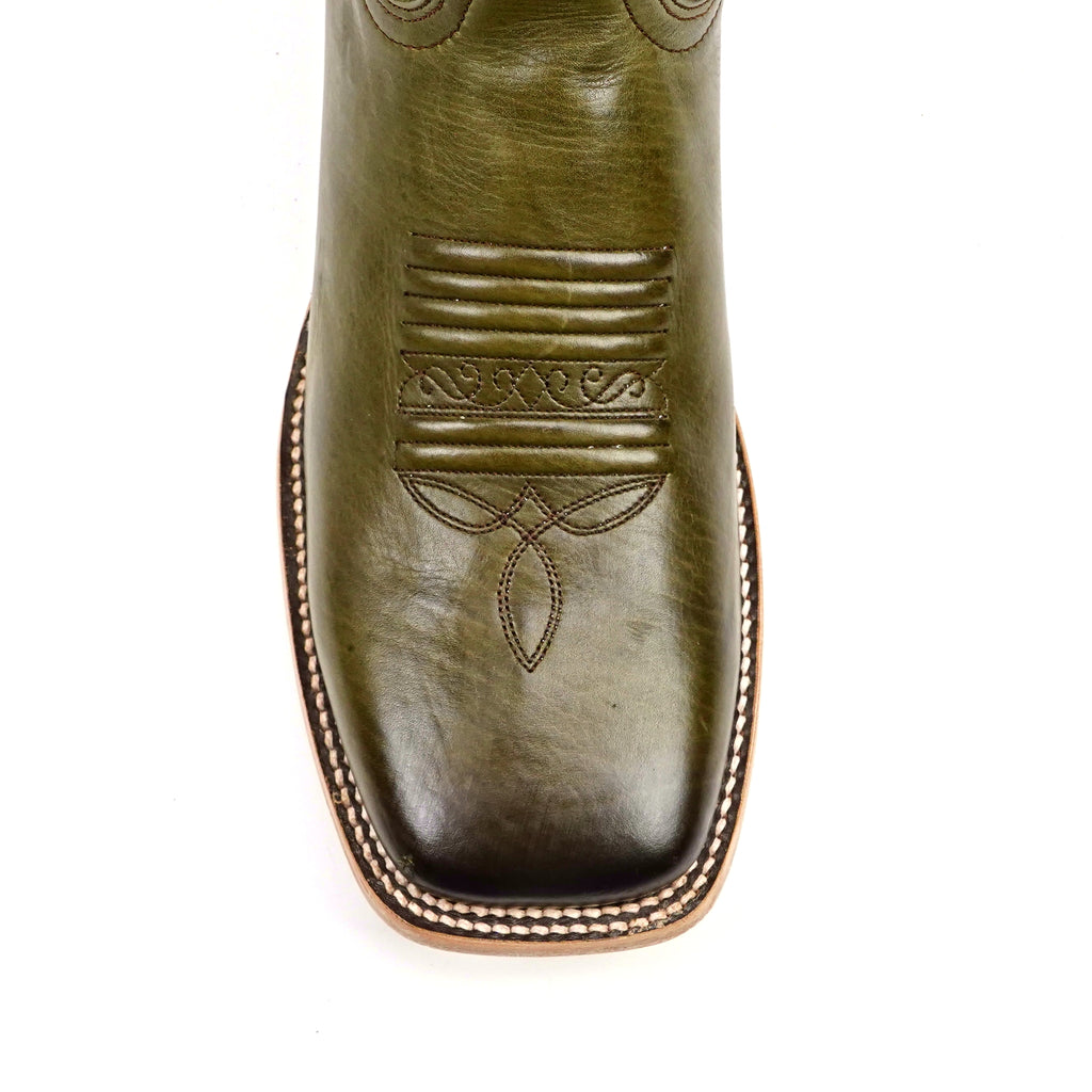 Clayton Olive Cowboy Boots - Square Toe (E944)