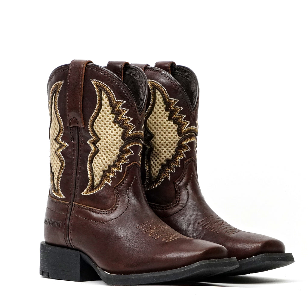 Kids Brown Leather Boots - Slip-Resistant Sole - Square Toe (TCK006)