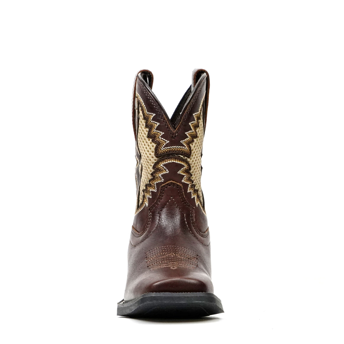 Kids Brown Leather Boots - Slip-Resistant Sole - Square Toe (TCK006)