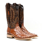 Austin Ostrich Boots - Brandy - Square Toe (AV20)