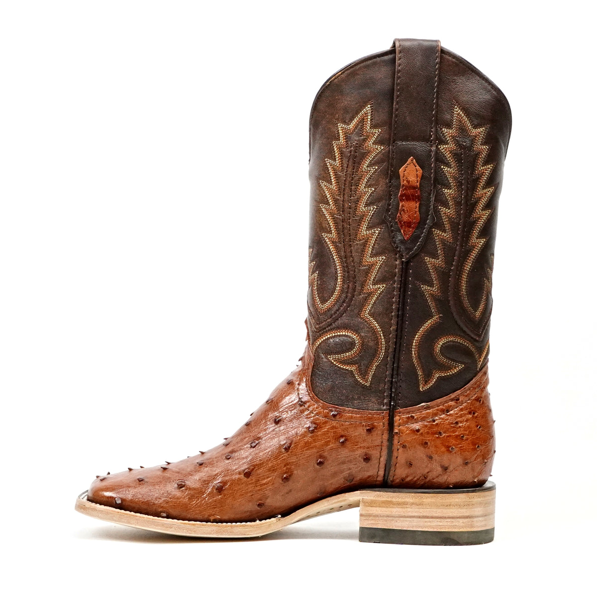 Austin Ostrich Boots - Brandy - Square Toe (AV20)