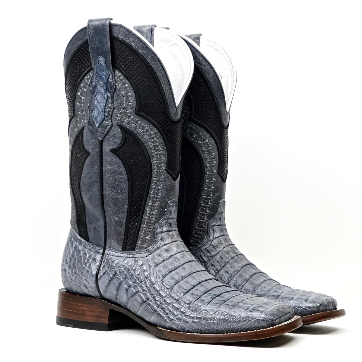 Botas Ranger Caiman Horn Back - Azul Índigo - Punta Cuadrada