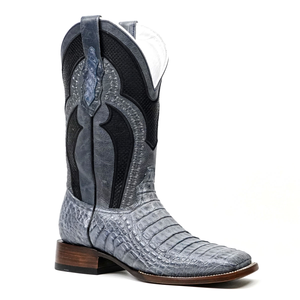 Botas Ranger Caiman Horn Back - Azul Índigo - Punta Cuadrada