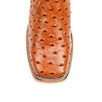 Ostrich Cognac Cowboy Boots - Embossed Leather - Square Toe (E424)