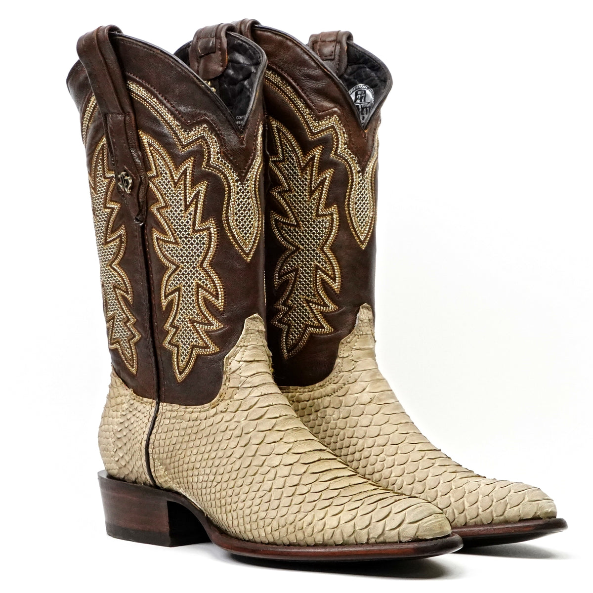 Tanner Python Boots - Cappuccino - Roper Toe (PN240)