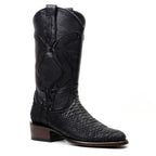 Tanner Platinum Python Boots - Matte Black - Roper Toe