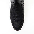Tanner Platinum Python Boots - Matte Black - Roper Toe