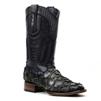 Botas Connor Platinum Pirarucu - Negro Zafiro - Punta Cuadrada