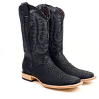 Tanner Python Boots - Matte Black - Square Toe (PN30)