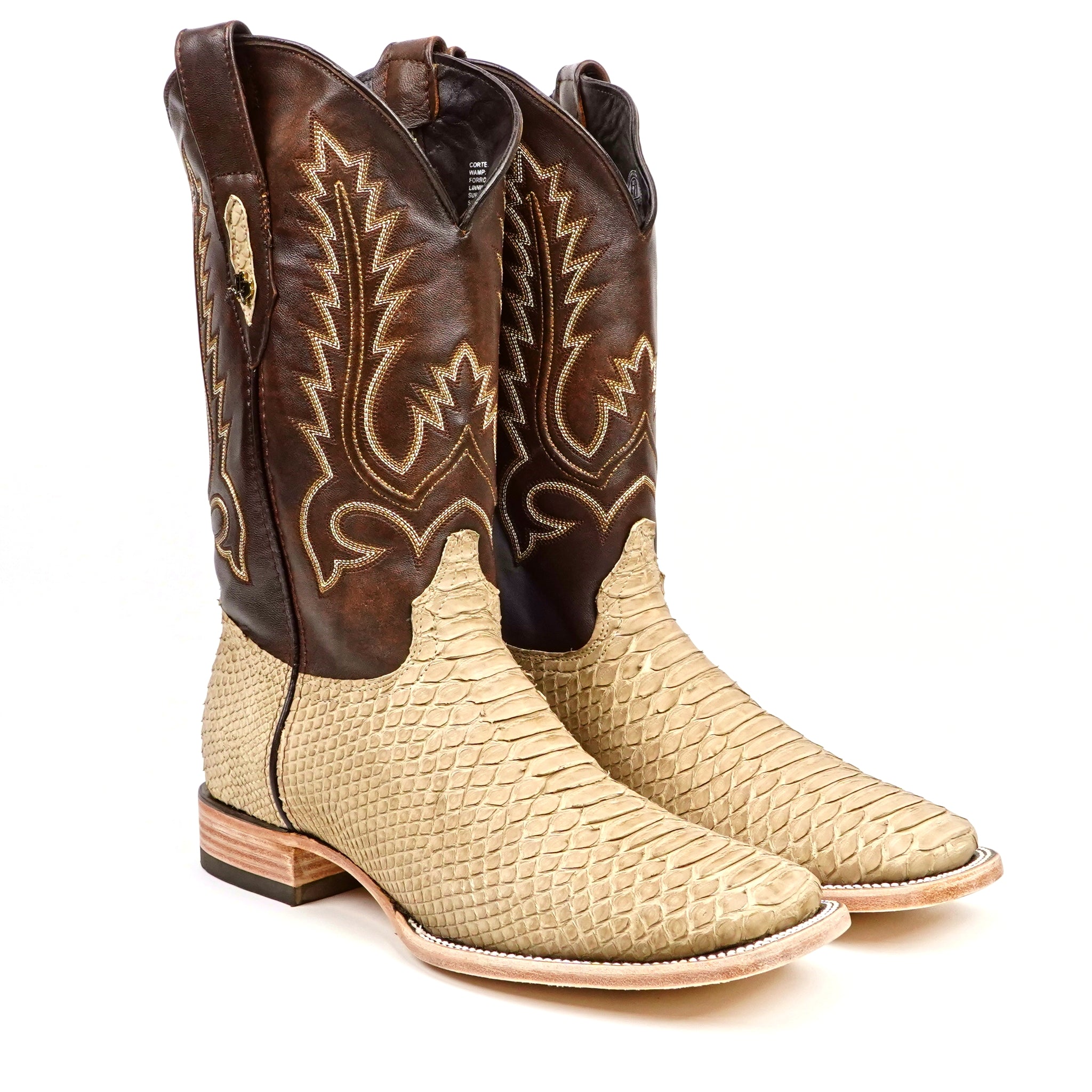 Tanner Cappuccino Python Boots - Square Toe (PN30)
