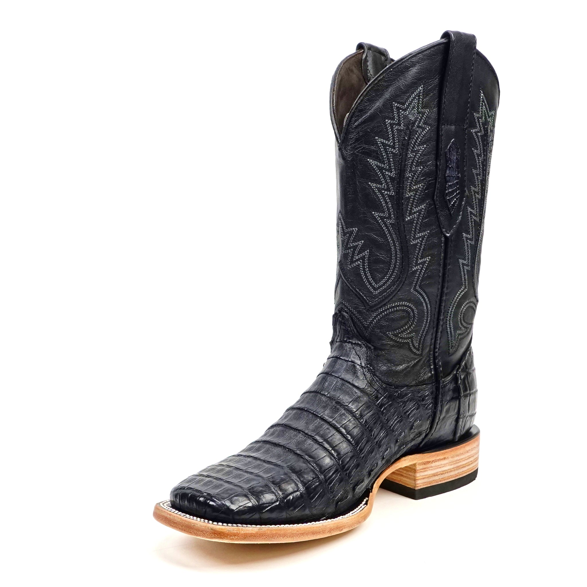 Rhodes Caiman Belly Boots - Navy Blue - Square Toe (LM10)