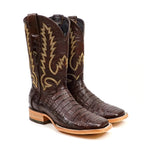 Rhodes Caiman Belly Boots - Brown - Square Toe (LM10)
