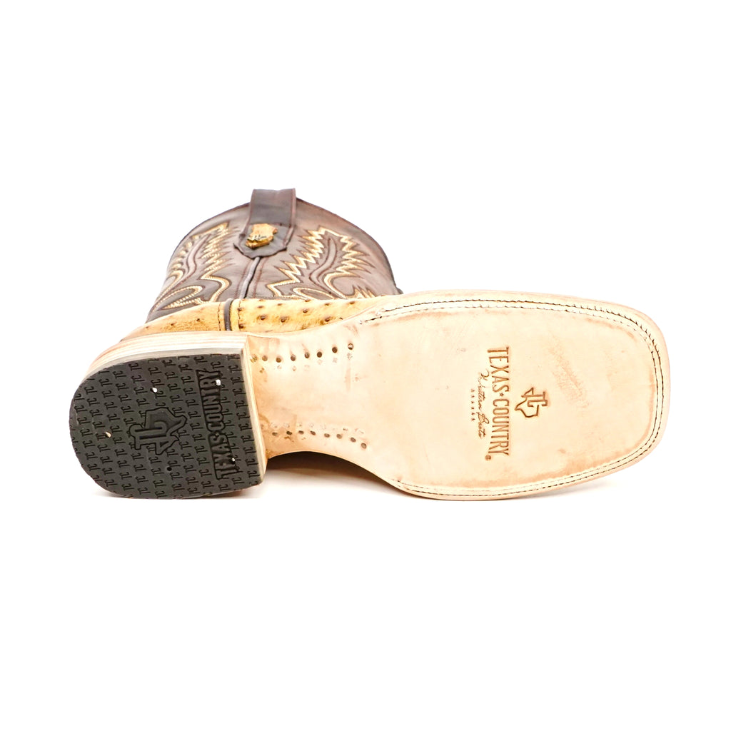 Austin Ostrich Boots - Fawn - Square Toe (AV20)