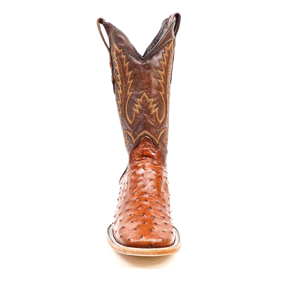 Austin Ostrich Boots - Brandy - Square Toe (AV20)