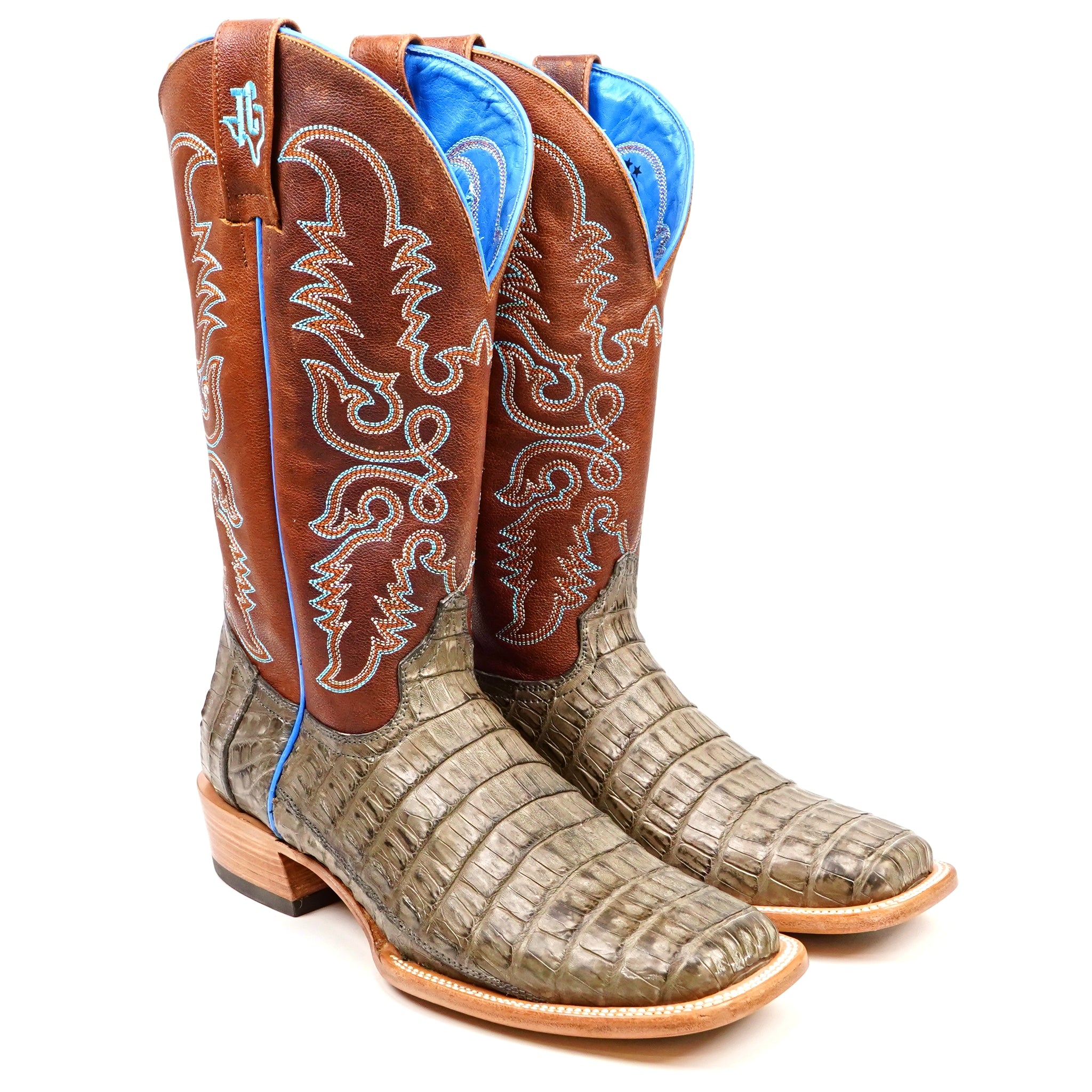 Ranger Caiman Belly Boots - Gray - Square Toe