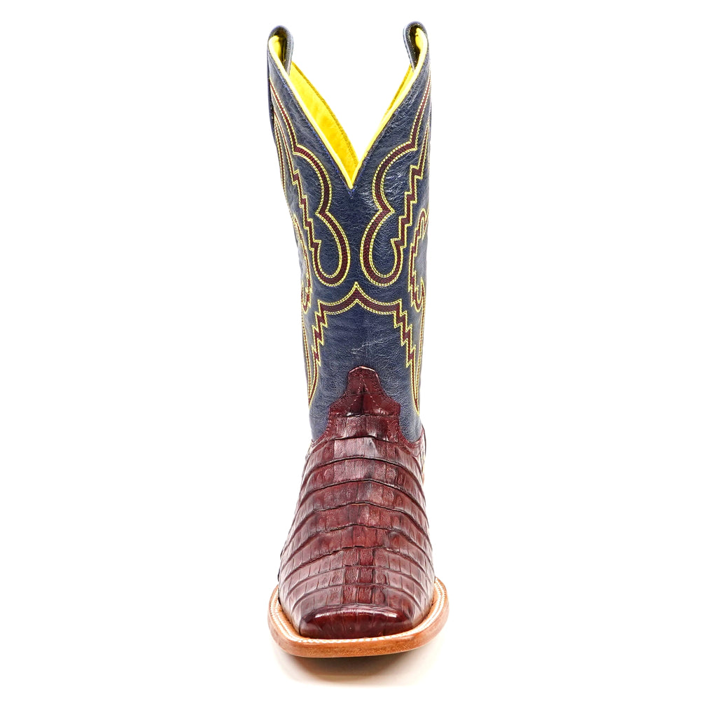 Ranger Caiman Belly Boots - Wine - Square Toe