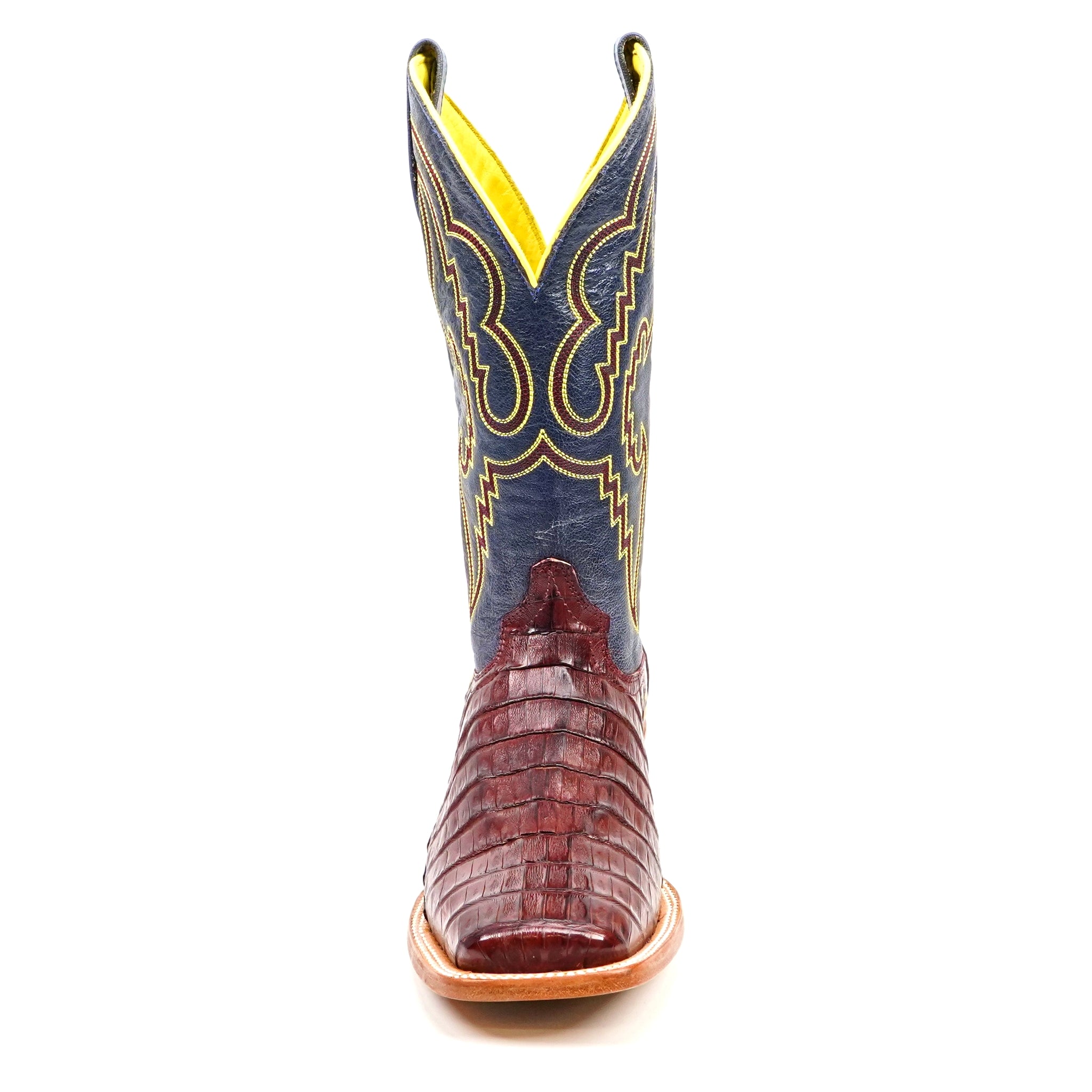 Ranger Caiman Belly Boots - Wine - Square Toe