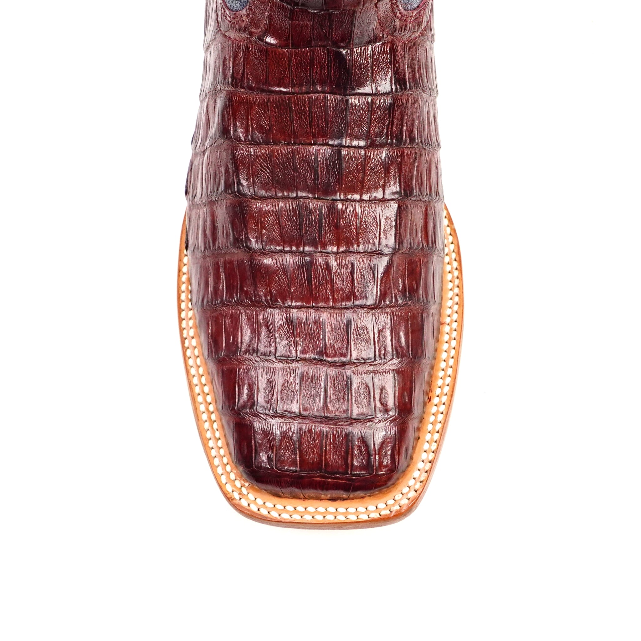 Ranger Caiman Belly Boots - Wine - Square Toe