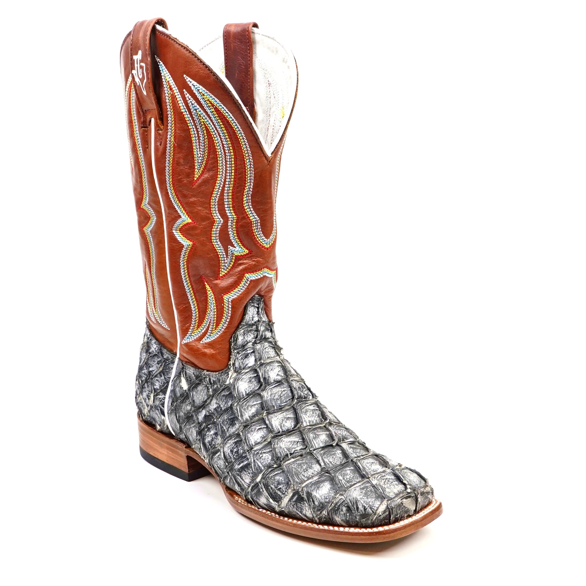 Butch Pirarucu Fish Boots - Newspaper - Square Toe - Gomez Western