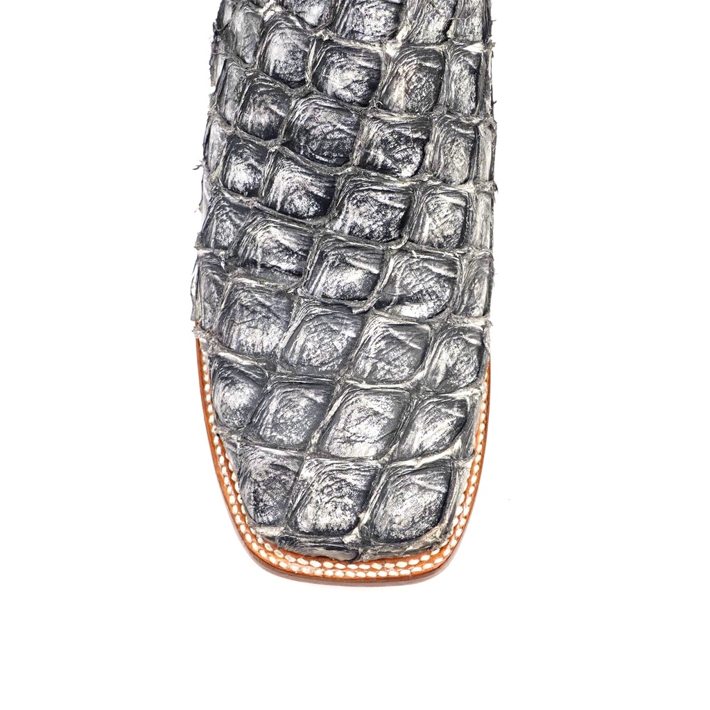 Butch Pirarucu Fish Boots - Newspaper - Square Toe