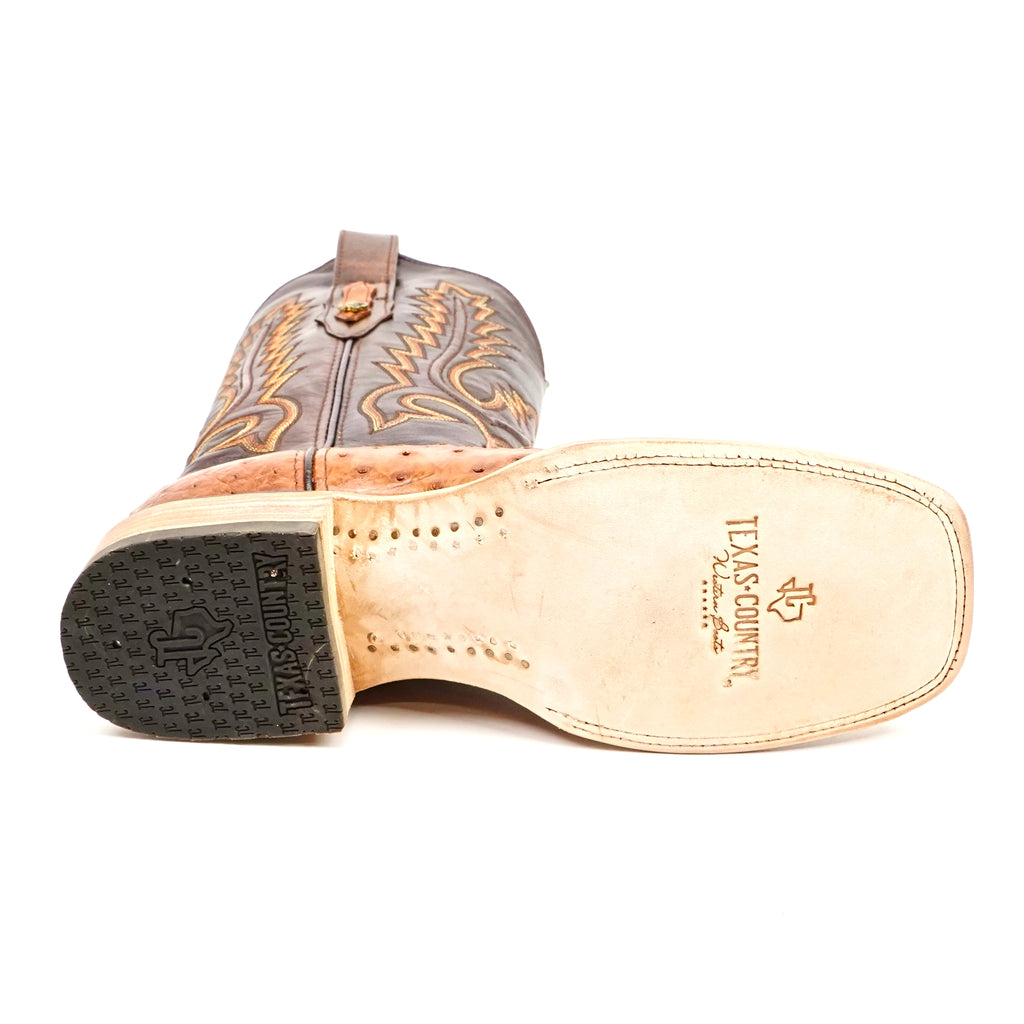 Austin Ostrich Boots- Light Brandy - Square Toe (AV20)