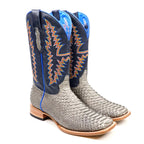 Braxton Python Boots - Matte Gray - Square Toe