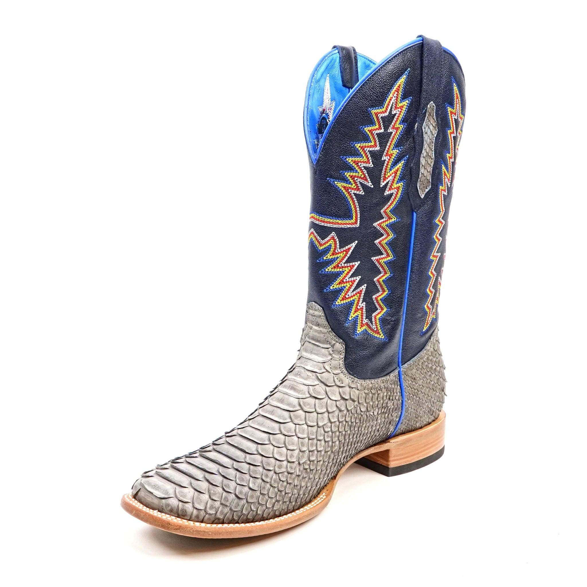 Braxton Python Boots - Matte Gray - Square Toe