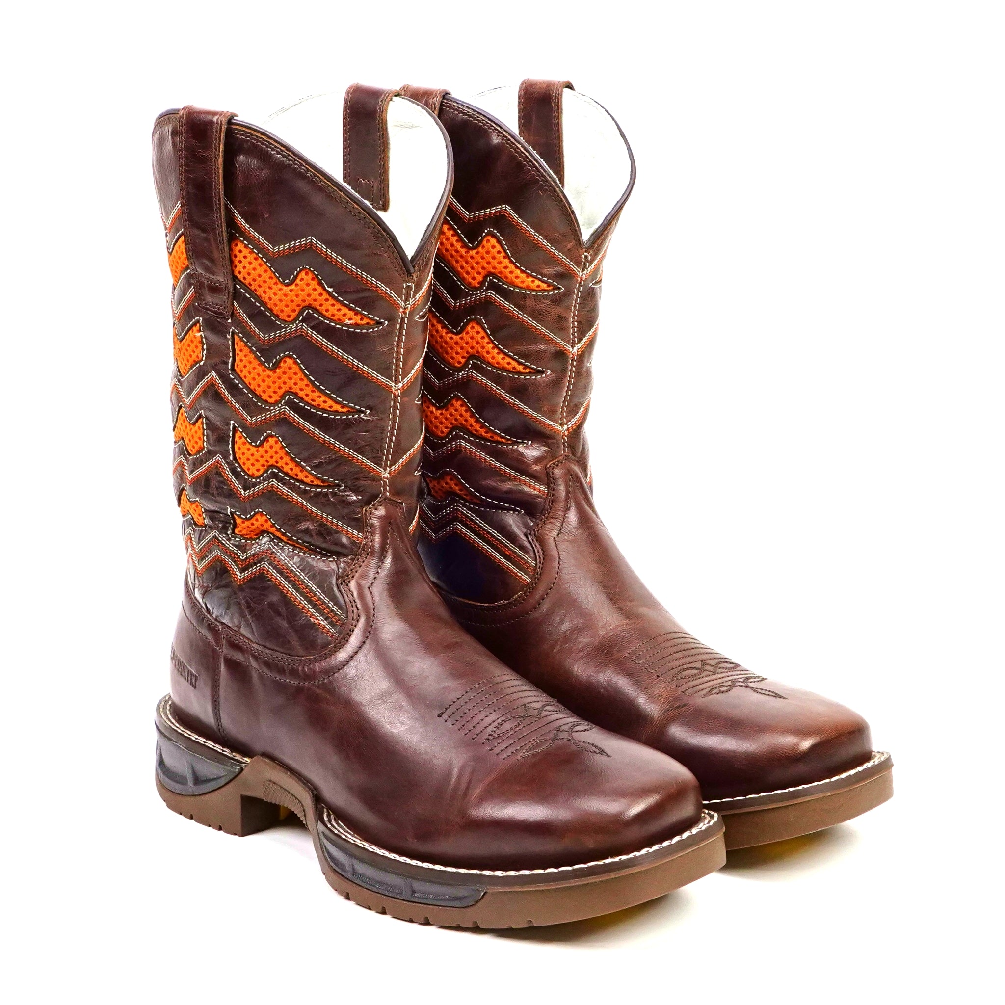 Texas Country - Orange & Brown Work Boots - Soft Toe (TC009)