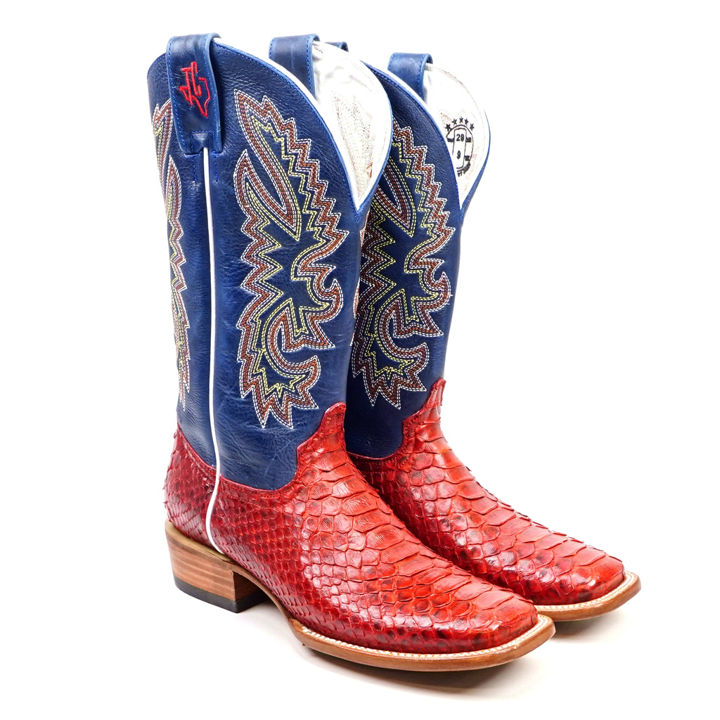 Botas Braxton Python - Rubí - Punta Cuadrada